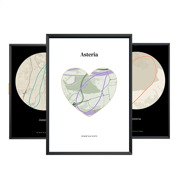 Personalizovaná mapa trasy Asteria Maps